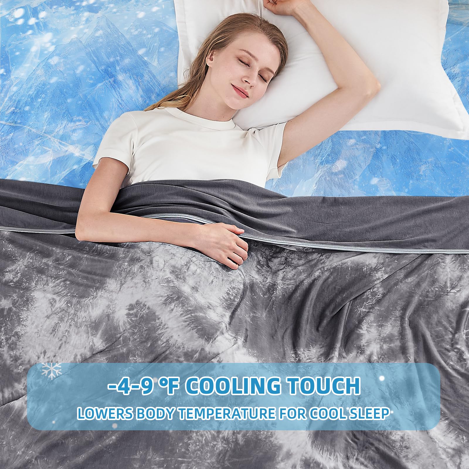 Inhand cooling blanket heat-absorption on bed for dry, comfortable sleep