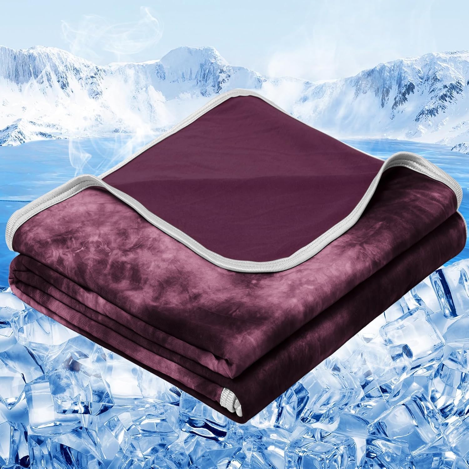 Inhand cooling blanket queen folded for compact storage and quick cooling setup.