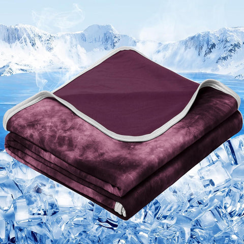 Inhand cooling blanket queen folded for compact storage and quick cooling setup.