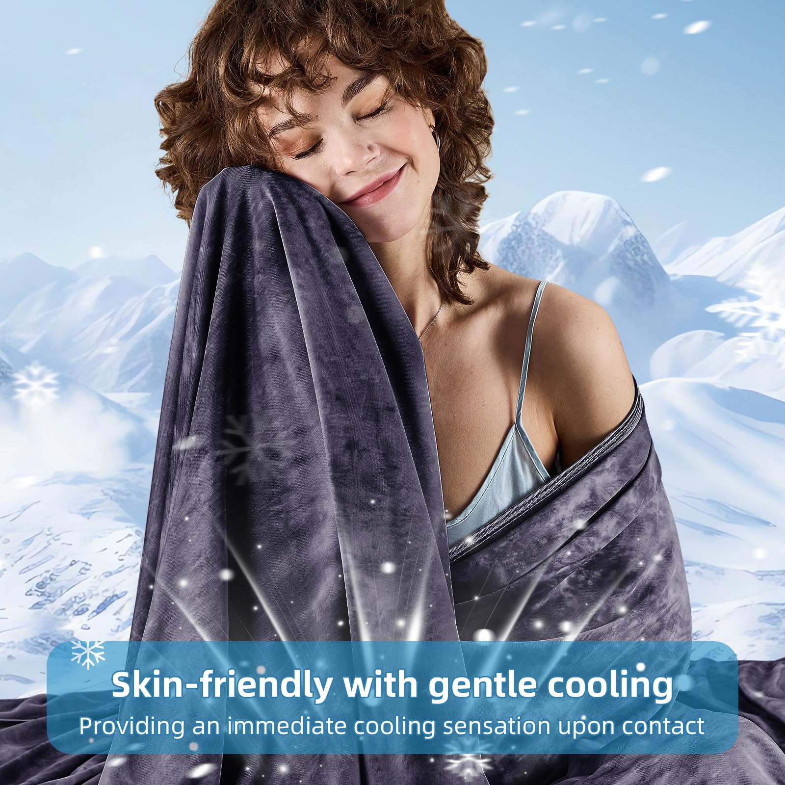 inhand cooling blanket queen arc-chill fiber closeup highlights heat absorption