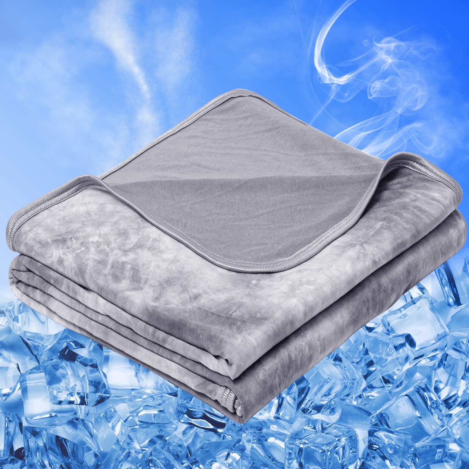 Inhand cooling blanket queen flatlay showing cooling fabric for a cooler night