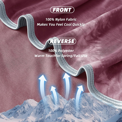 Inhand cooling blanket reverse side with breathable materials for all-season comfort.