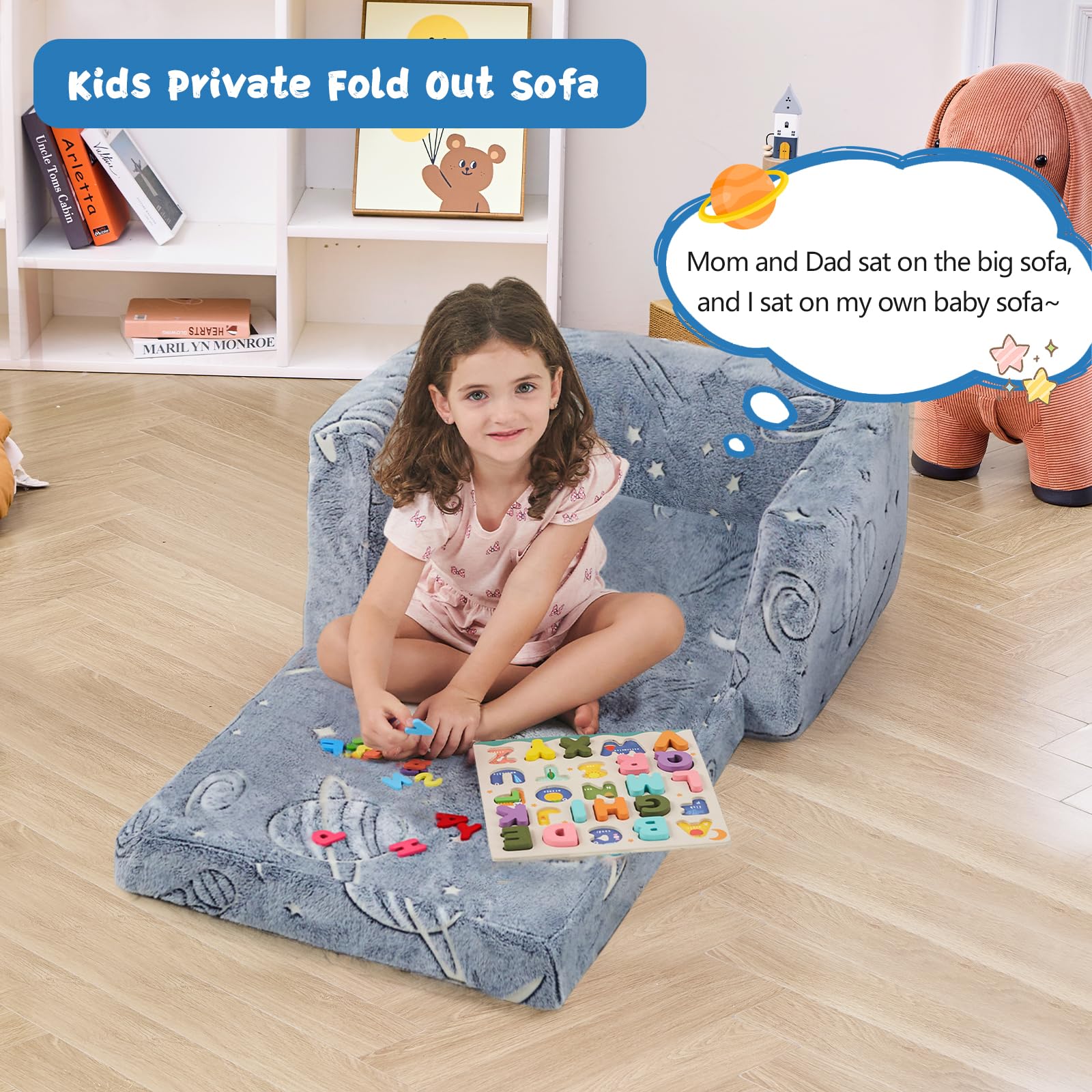 inhand kids futon sofa bed shows a versatile design for lounging, naps, and reading