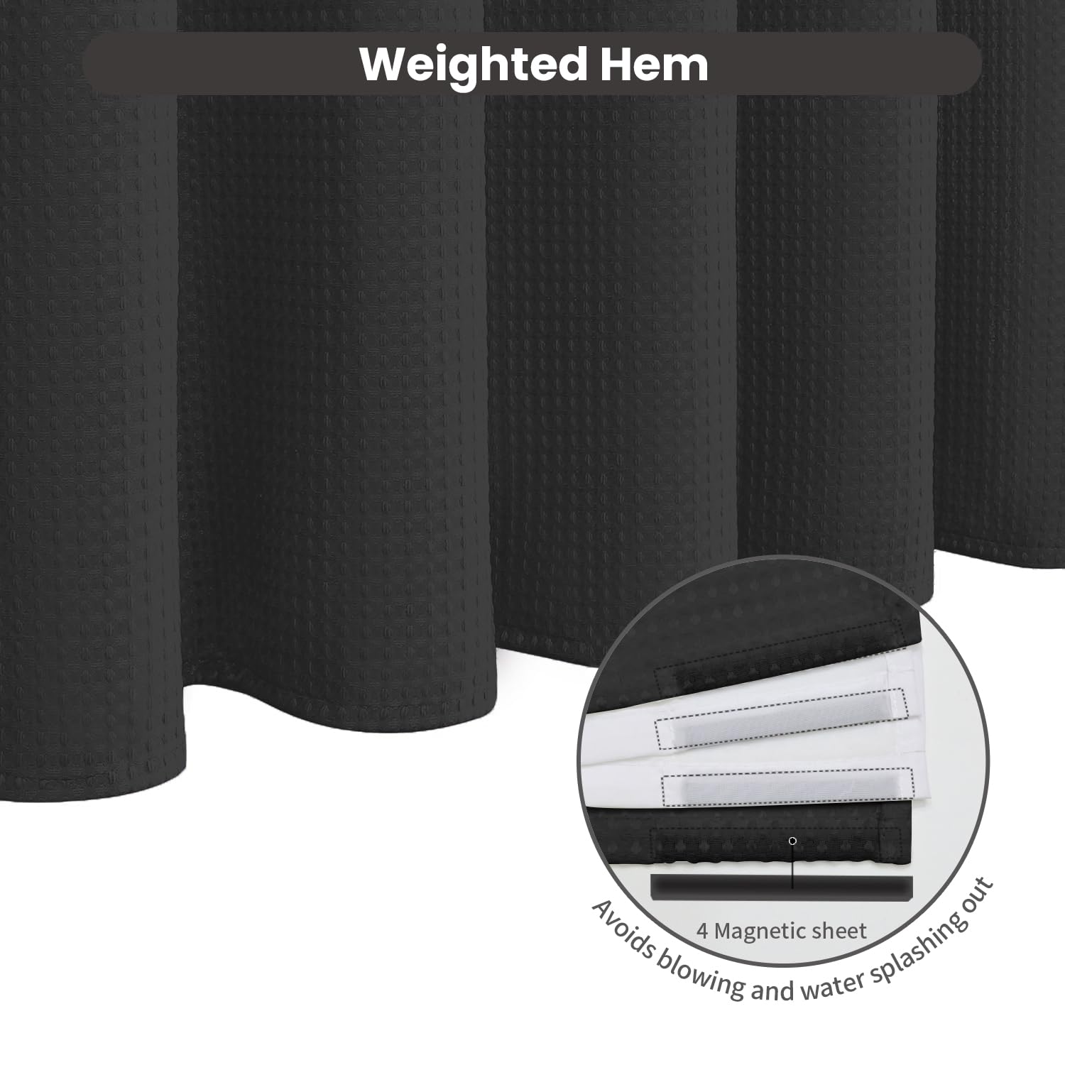 INHOUSOLU magnetic weighted bottom holds the curtain in place