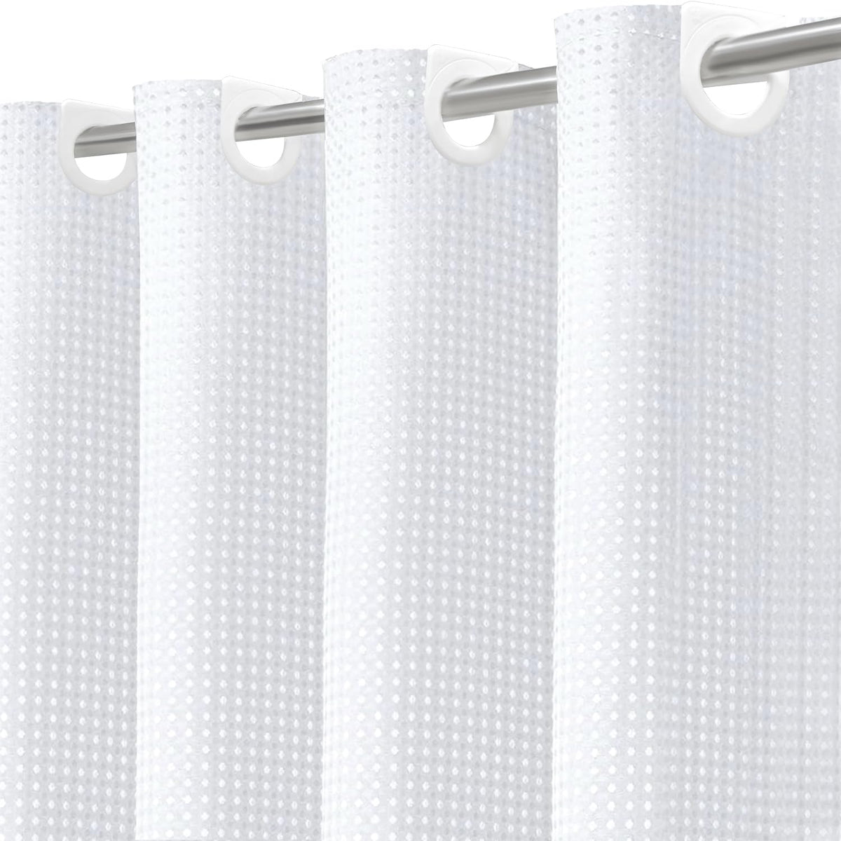 INHOUSOLU no-hook waffle weave shower curtain 72x72 for secure, easy setup.