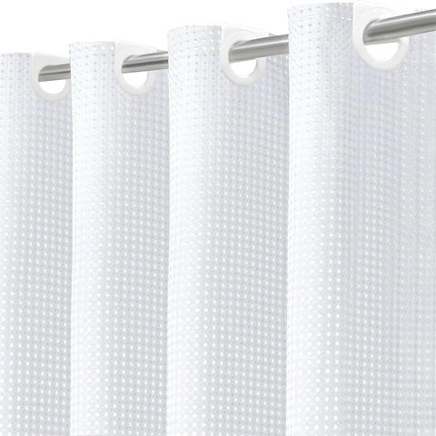 INHOUSOLU no-hook waffle weave shower curtain 72x72 for secure, easy setup.