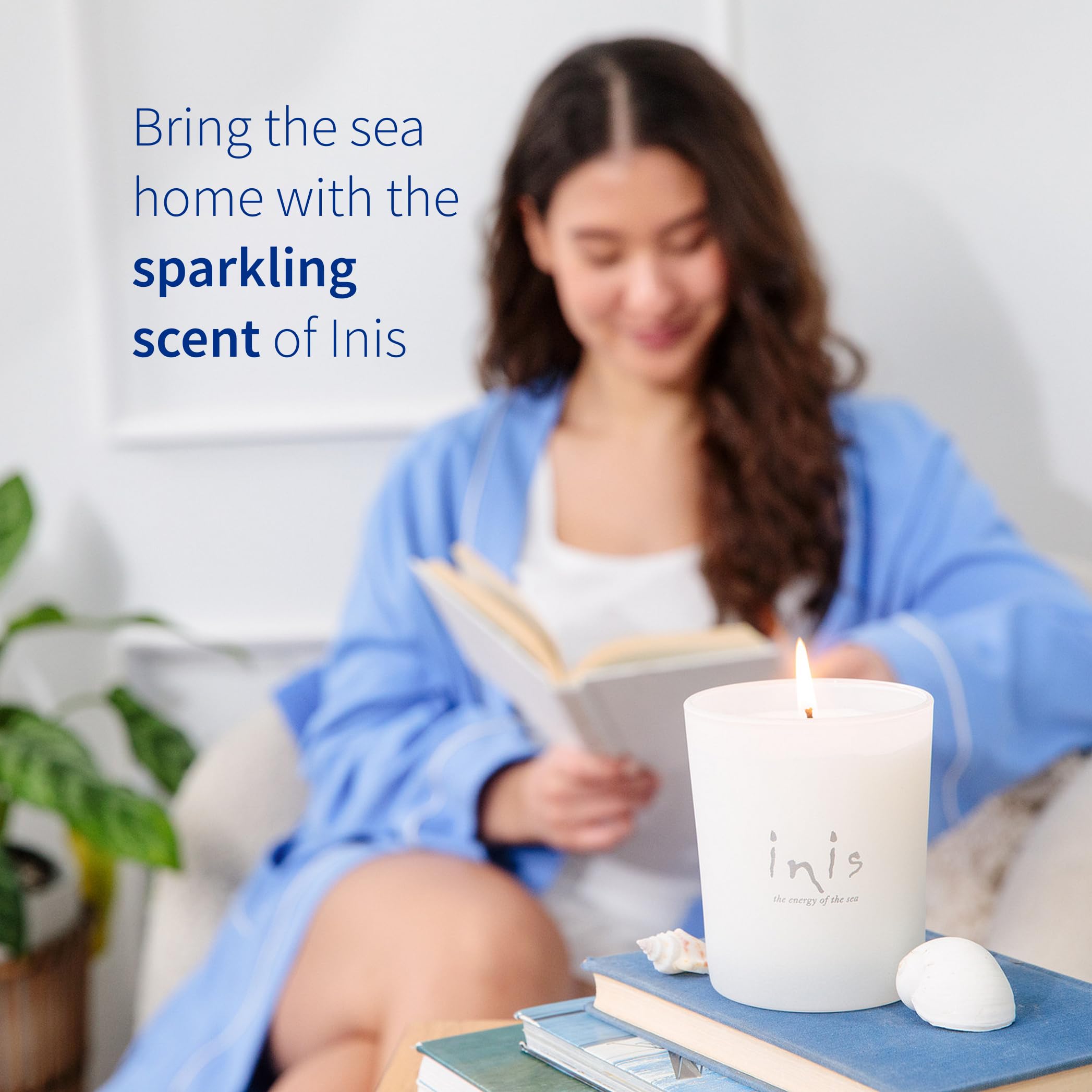Inis Energy of the Sea frosted jar display on a shelf adds subtle decor compatibility.