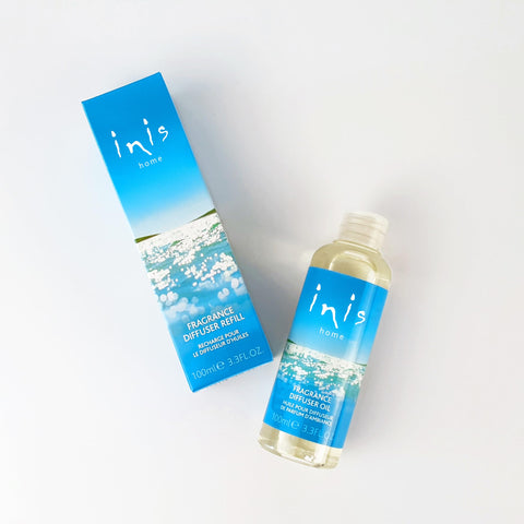 New-look Inis Home packaging for ocean fragrance refill