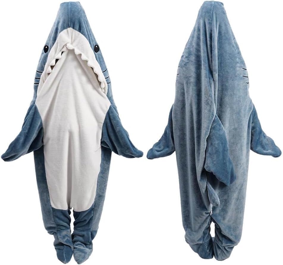 inkArts Shark Blanket Hoodie back view, full-body warmth and whimsy