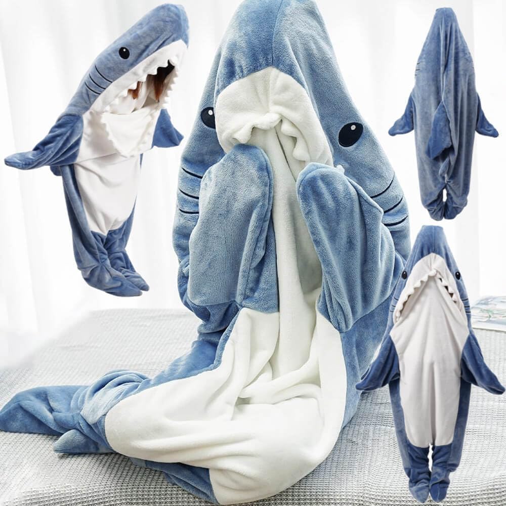 inkArts Shark Blanket Hoodie close-up of soft fleece texture