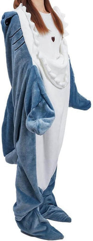 inkArts Shark Blanket Hoodie worn for comfortable home lounging