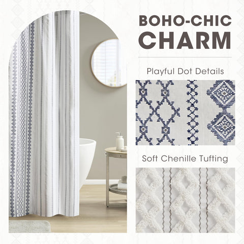 INK+IVY Imani aztec print curtain brings global-inspired style to your bath.
