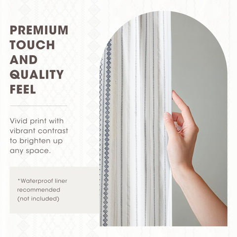 72x72 inch curtain fits most standard showers with a modern touch.