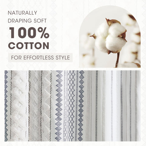 Machine washable curtain keeps bathroom decor fresh and easy to care for.