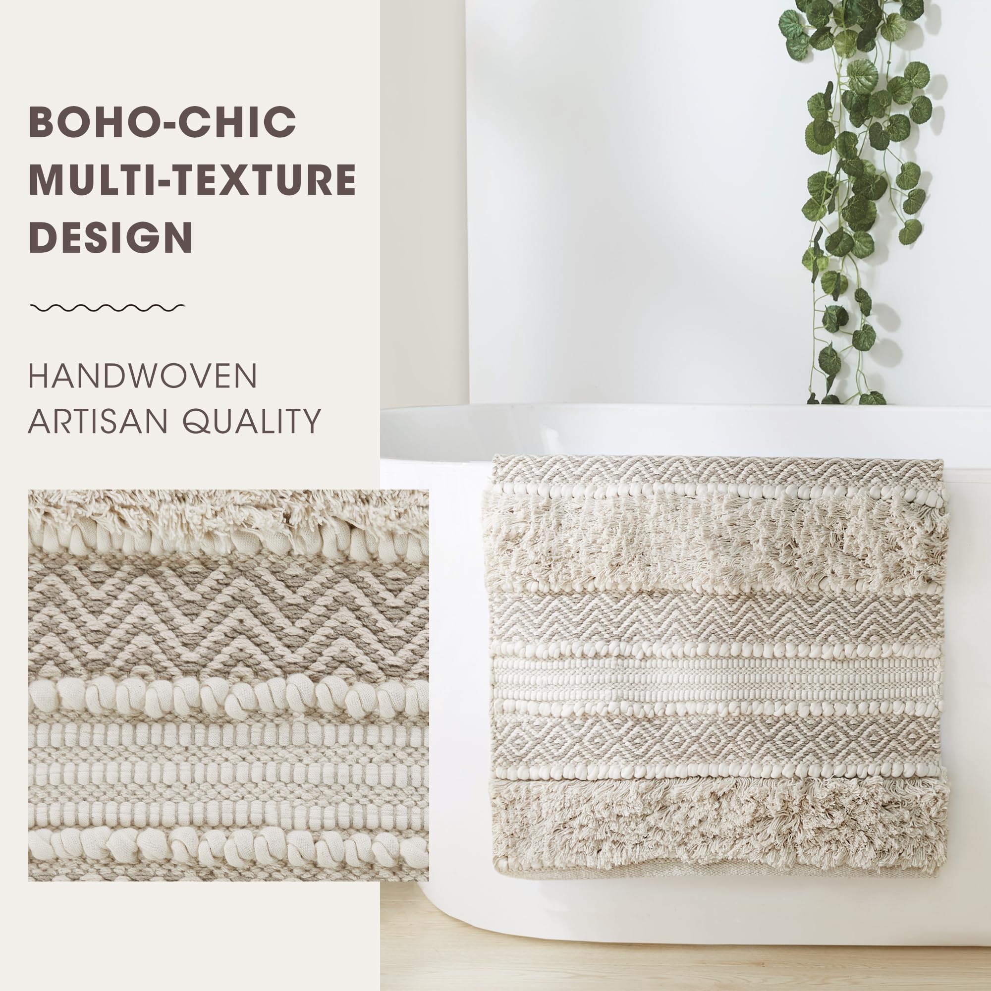 INK+IVY shaggy texture rug offers soft underfoot after showers.