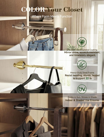 INMAKER valet rod drill-free installation for quick closet setup.