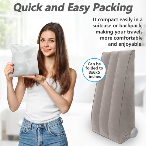 Inmoredo deflated pillow packs compactly for travel and storage.