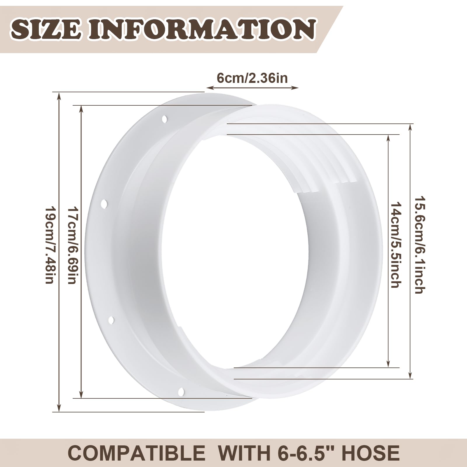 Innconee wall mount connector for 6 and 6.5 inch hoses fits common portable AC vents