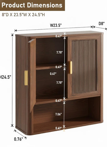 INNOD cabinet doors open with accessible open shelves in walnut