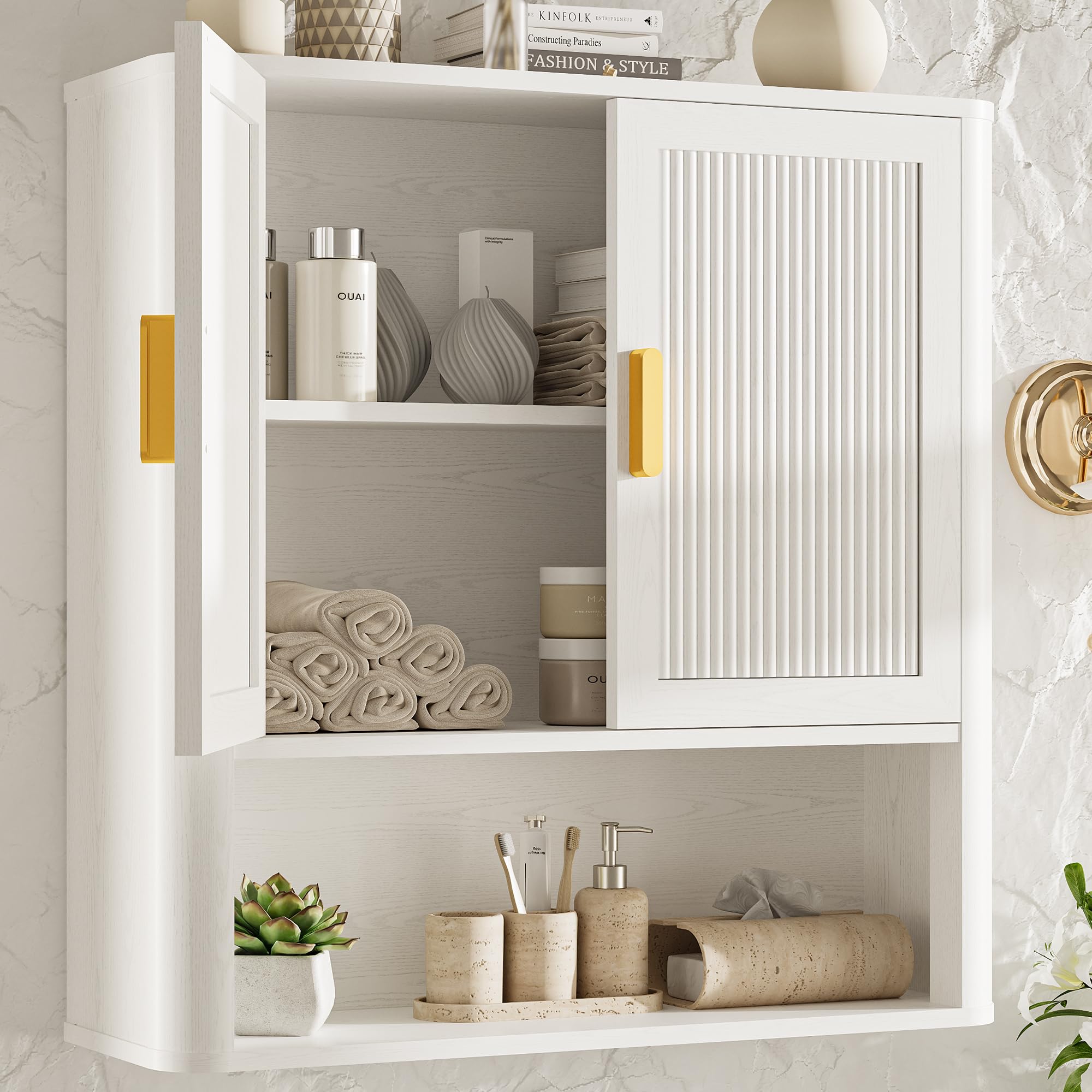 INNOD bathroom wall cabinet with doors for clutter-free storage.
