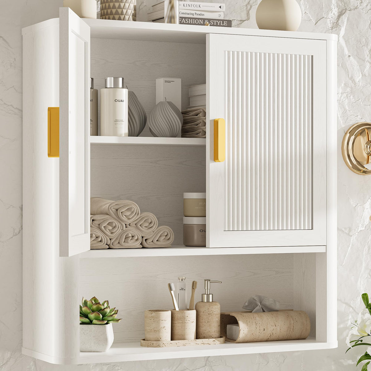 INNOD bathroom wall cabinet with doors for clutter-free storage.