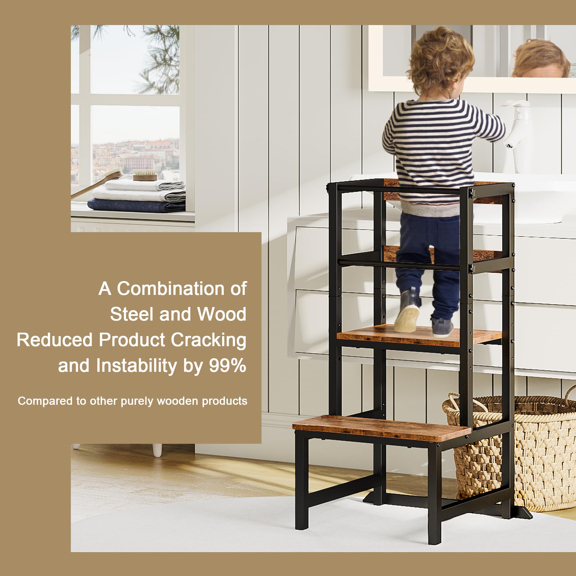 INNOD height adjustable step stool helps toddlers grow with tasks
