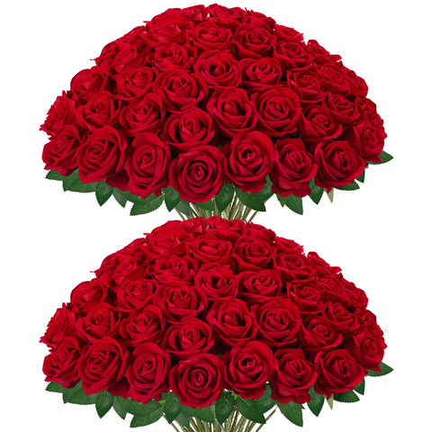InnoGear 50pcs red velvet roses bouquet for timeless, maintenance-free wedding centerpieces.