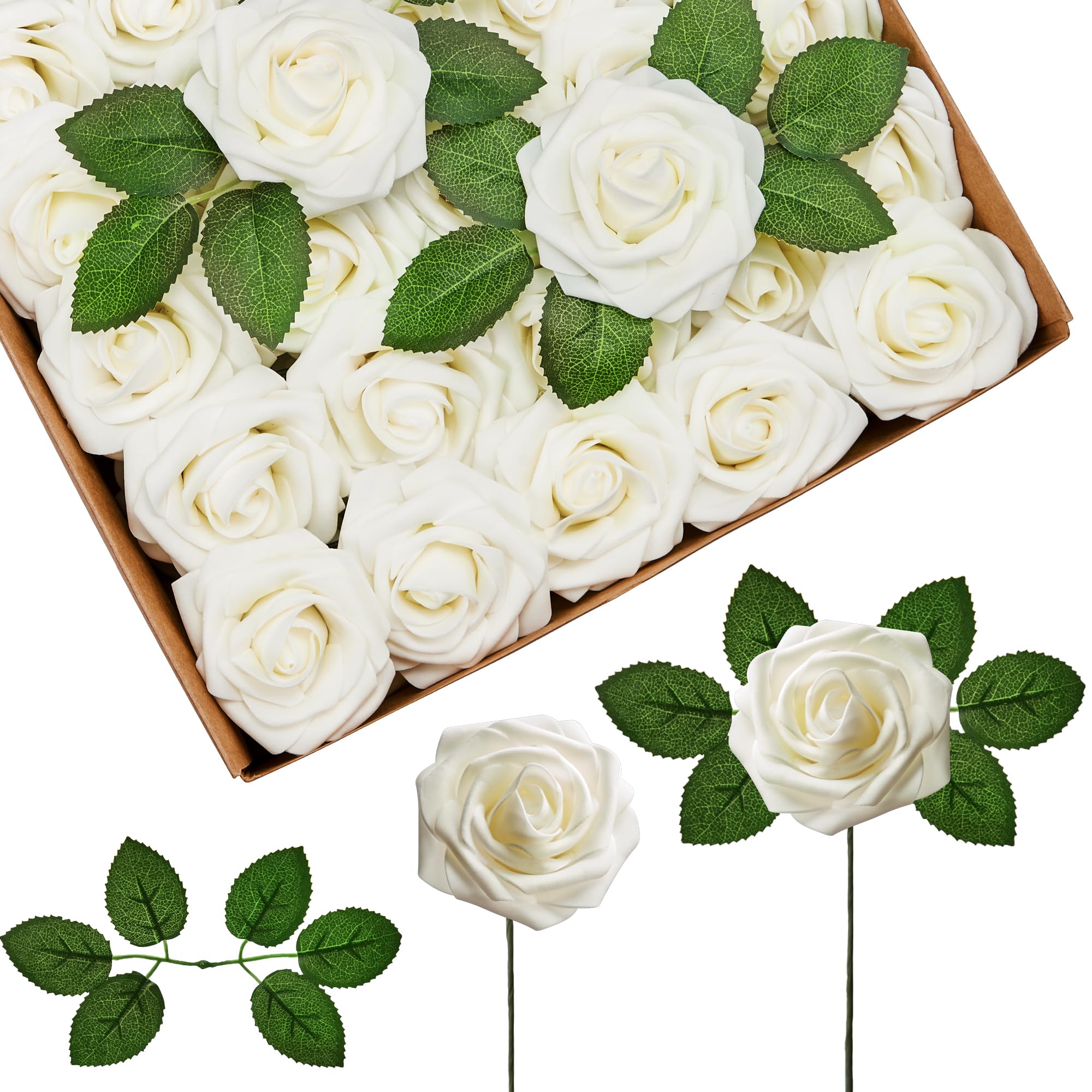 InnoGear ivory white foam rose bundle for DIY bouquets
