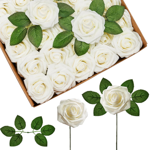 InnoGear ivory white foam rose bundle for DIY bouquets