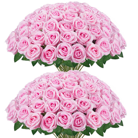 InnoGear pink silk roses close-up showing lifelike petals for wedding decor