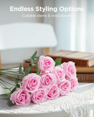 InnoGear pink roses in vase arrangement for elegant centerpieces