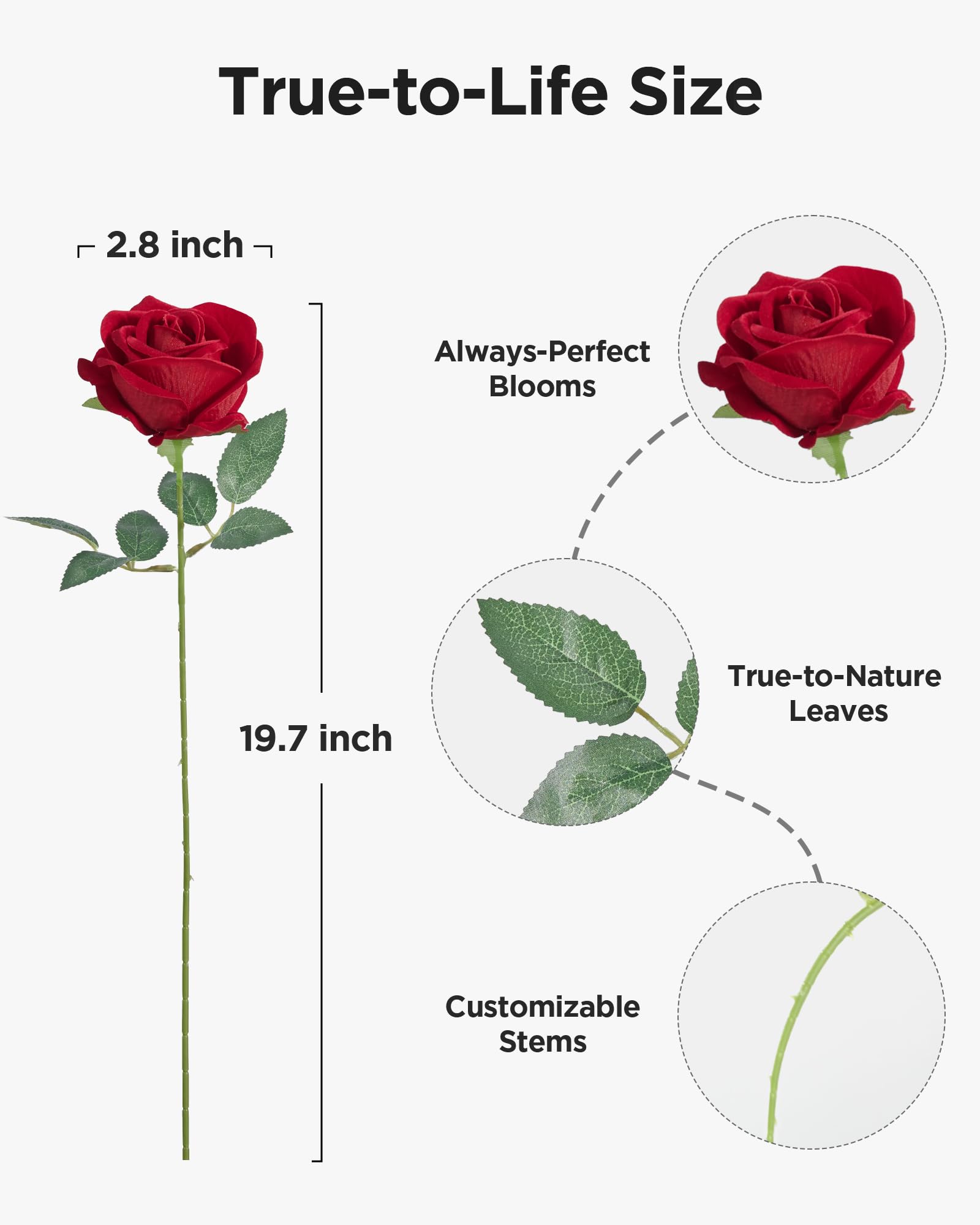 InnoGear red silk roses wedding bouquet accent that never wilts.