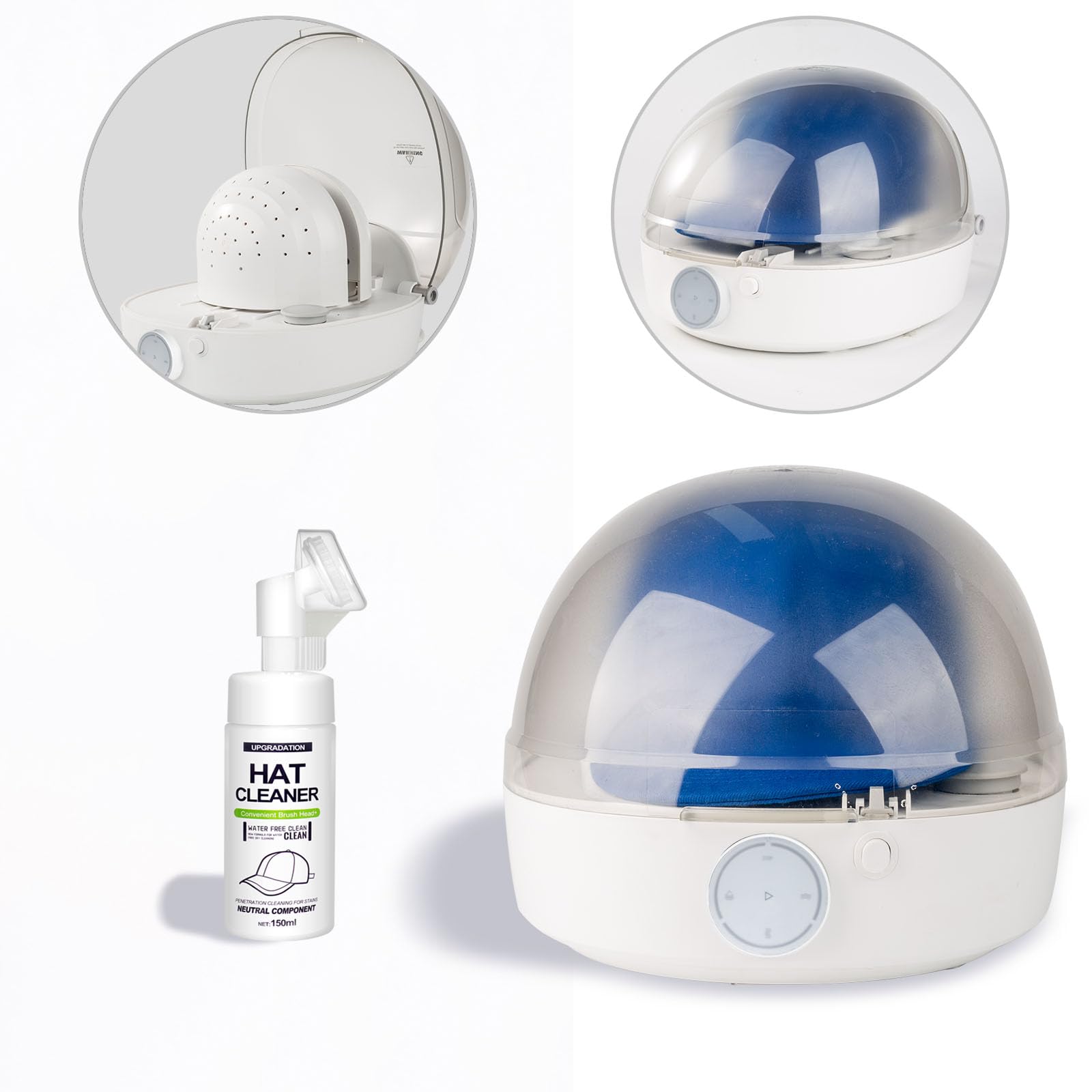 INNOPAW automatic cap cleaner steam wash front view illustrating deep hat refreshment
