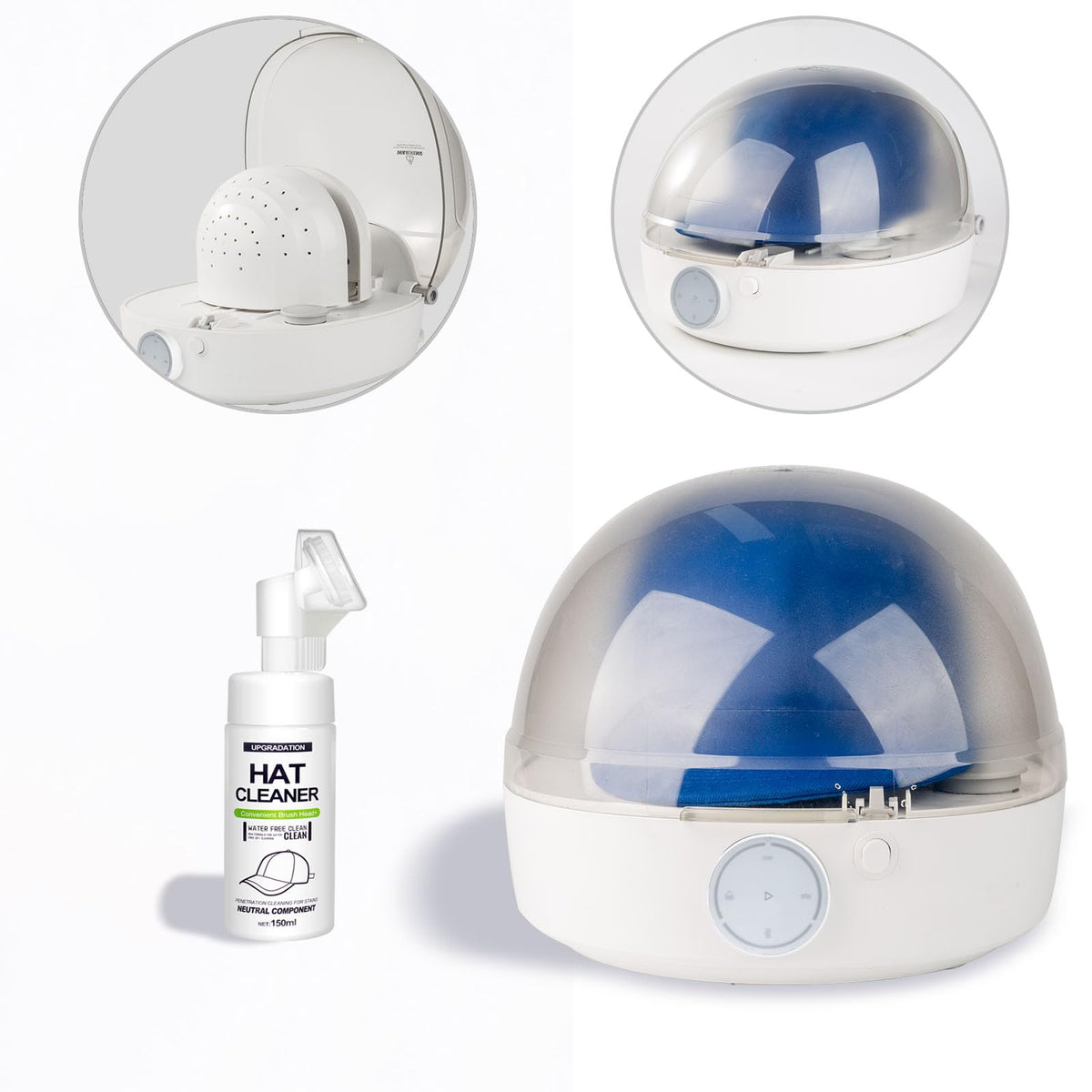 INNOPAW automatic cap cleaner steam wash front view illustrating deep hat refreshment