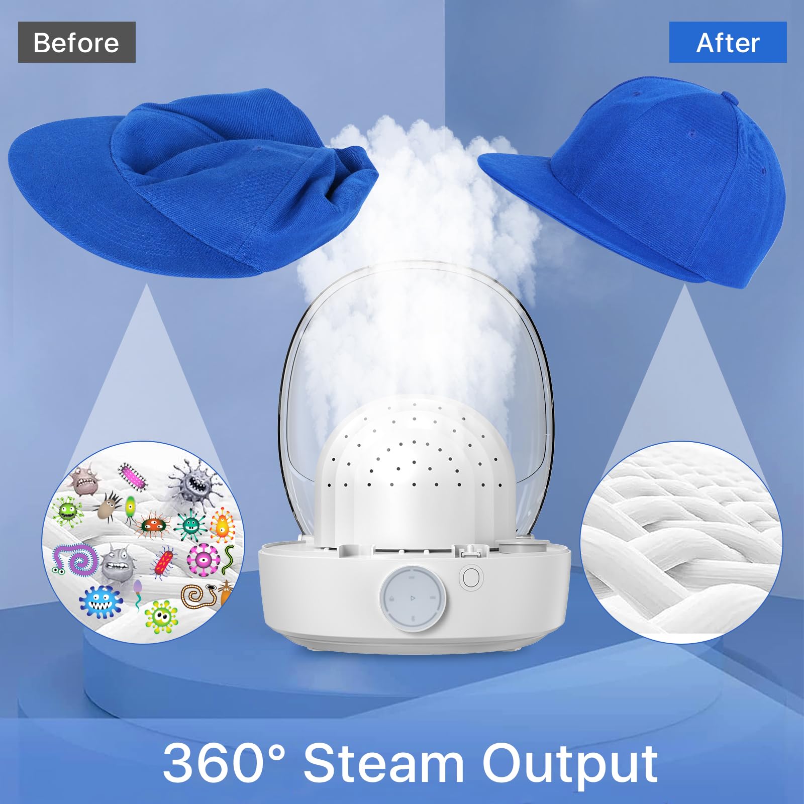 INNOPAW cap-care-machine front panel showcasing automatic cycle for wrinkle-free caps
