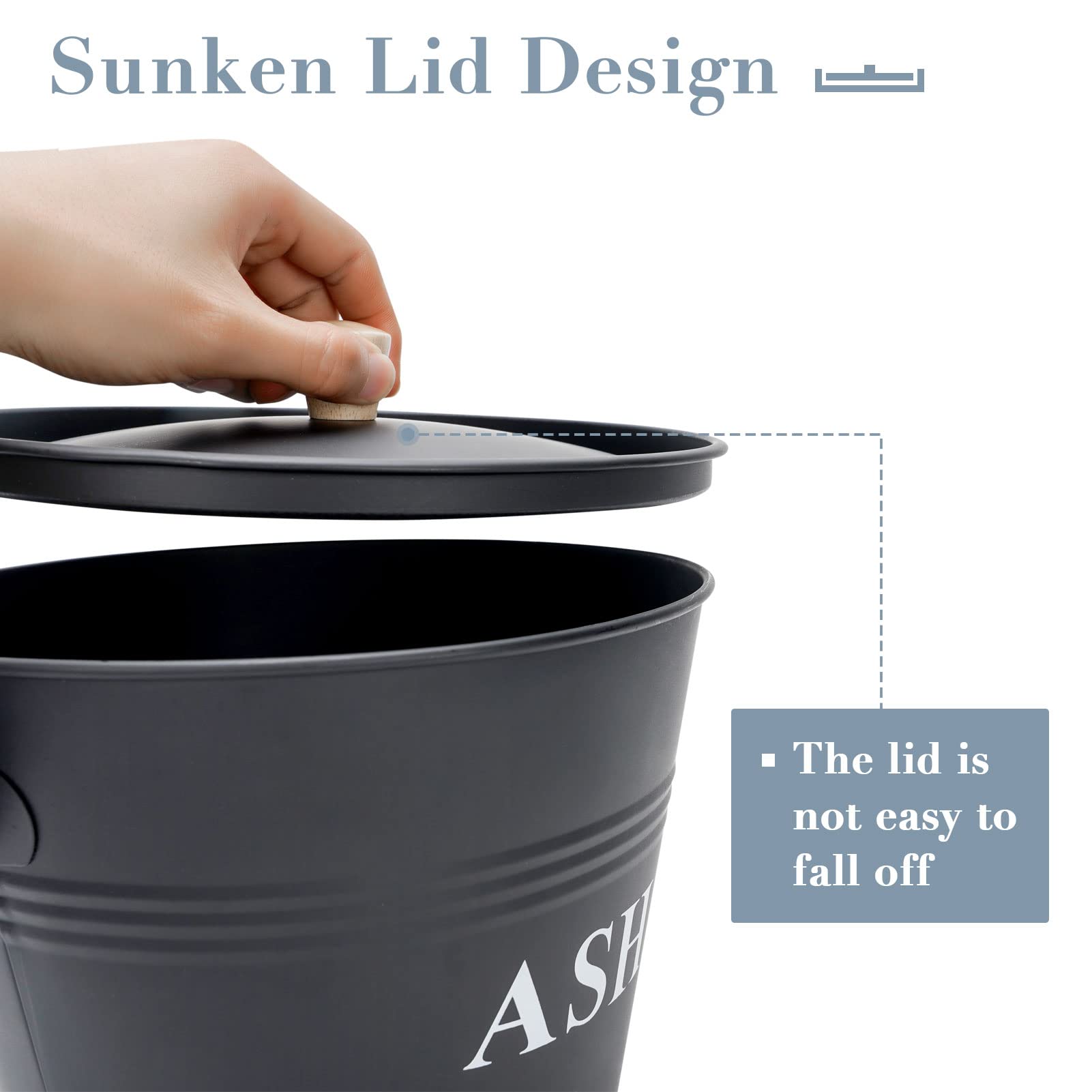 INNO STAGE ash bucket with broom for easy ash sweeping.