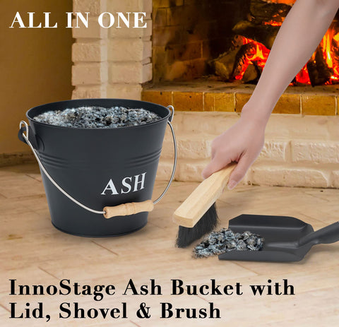 INNO STAGE fireplace ash can with sealed lid for safe containment.
