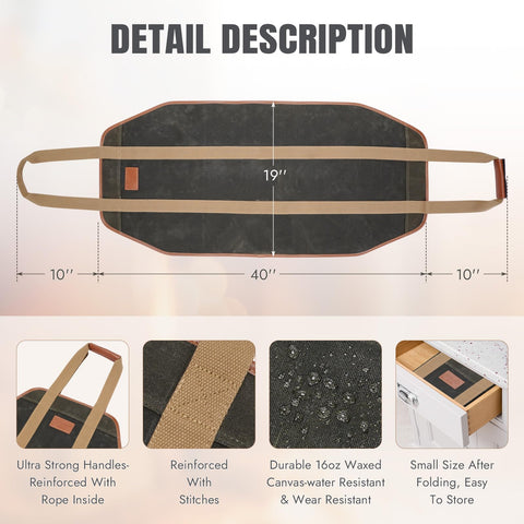 INNO STAGE firewood carrier double cotton straps for strong support.