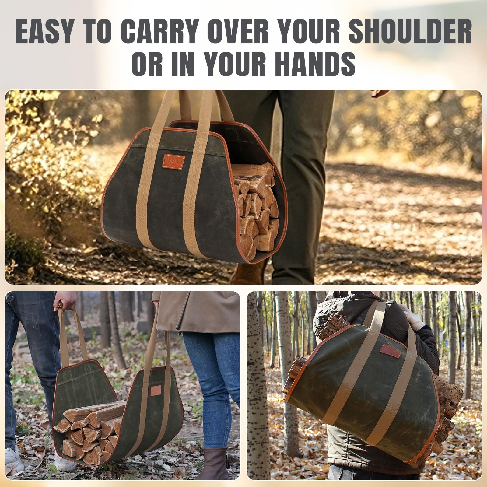 INNO STAGE firewood carrier ideal for wood stove loading and yard prep.