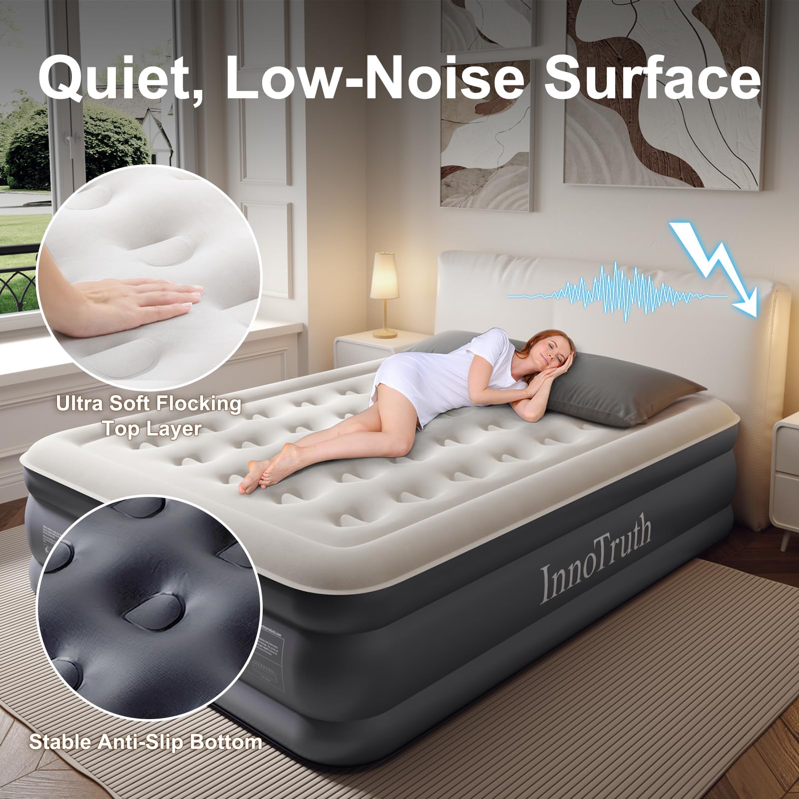 InnoTruth air mattress reinforced seams for durability and leaks
