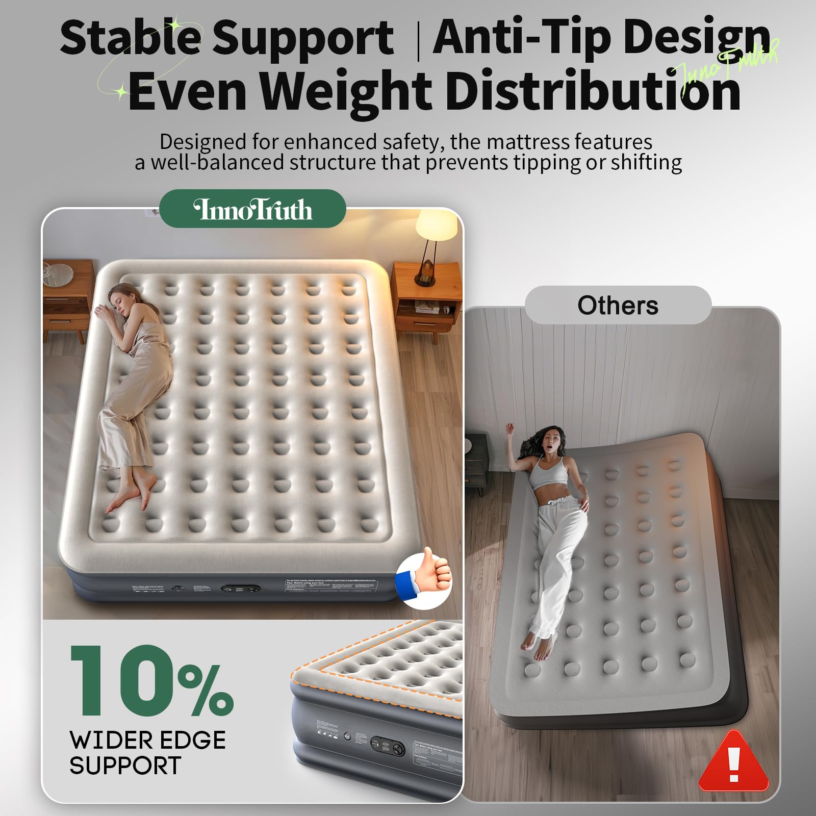 InnoTruth Cal King extra-length design suits tall sleepers up to 190 cm.
