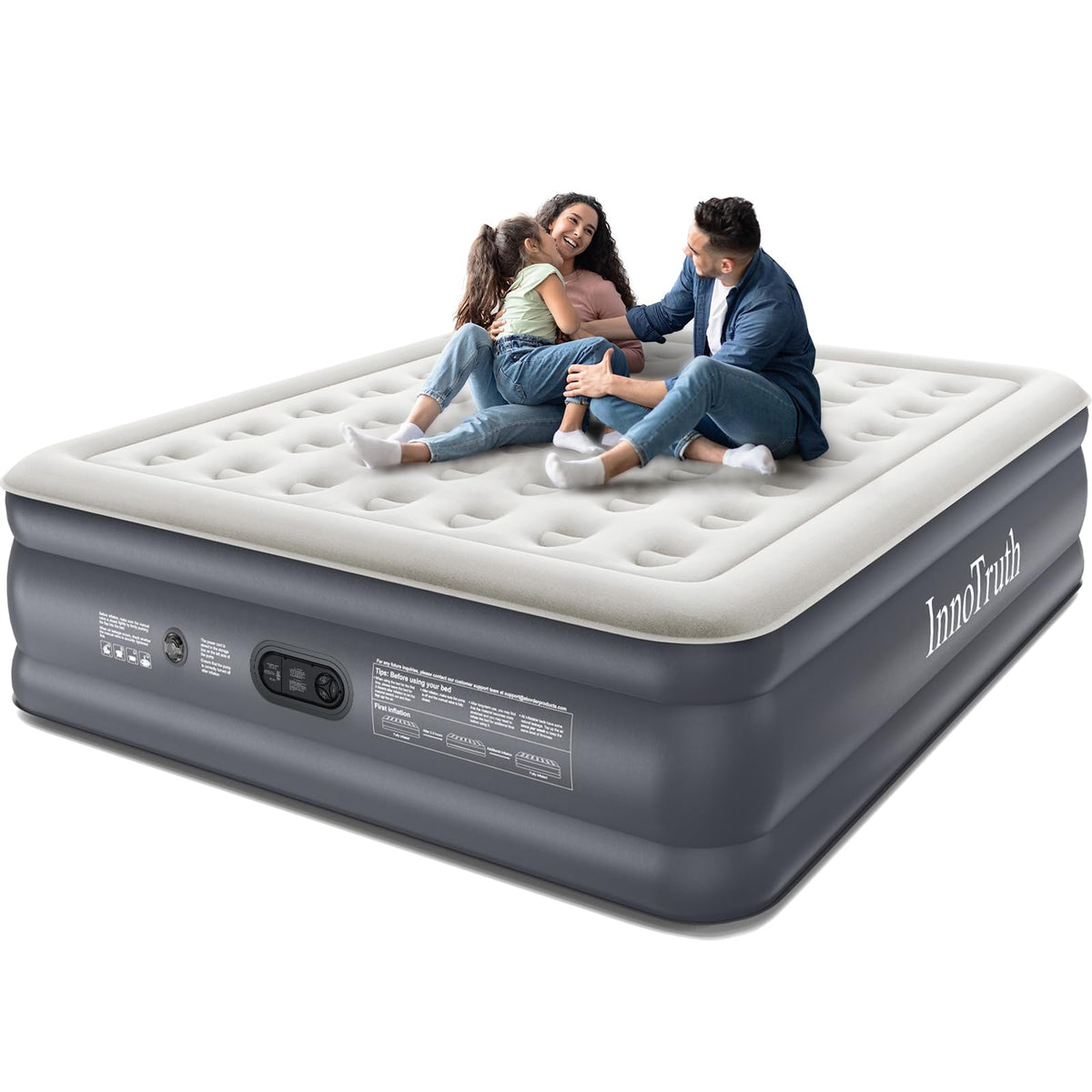 InnoTruth king-size air mattress with built-in pump for quick setup