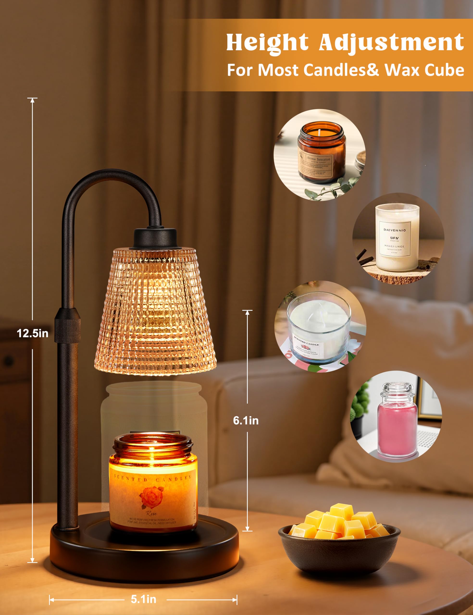 Innqoo Amber Candle Warmer dimmable-control: mood lighting and fragrance control.