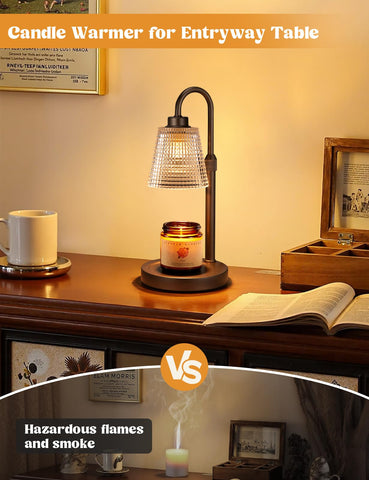 Innqoo Brown Warmer Lamp glass shade with polka dots adds decor flair.