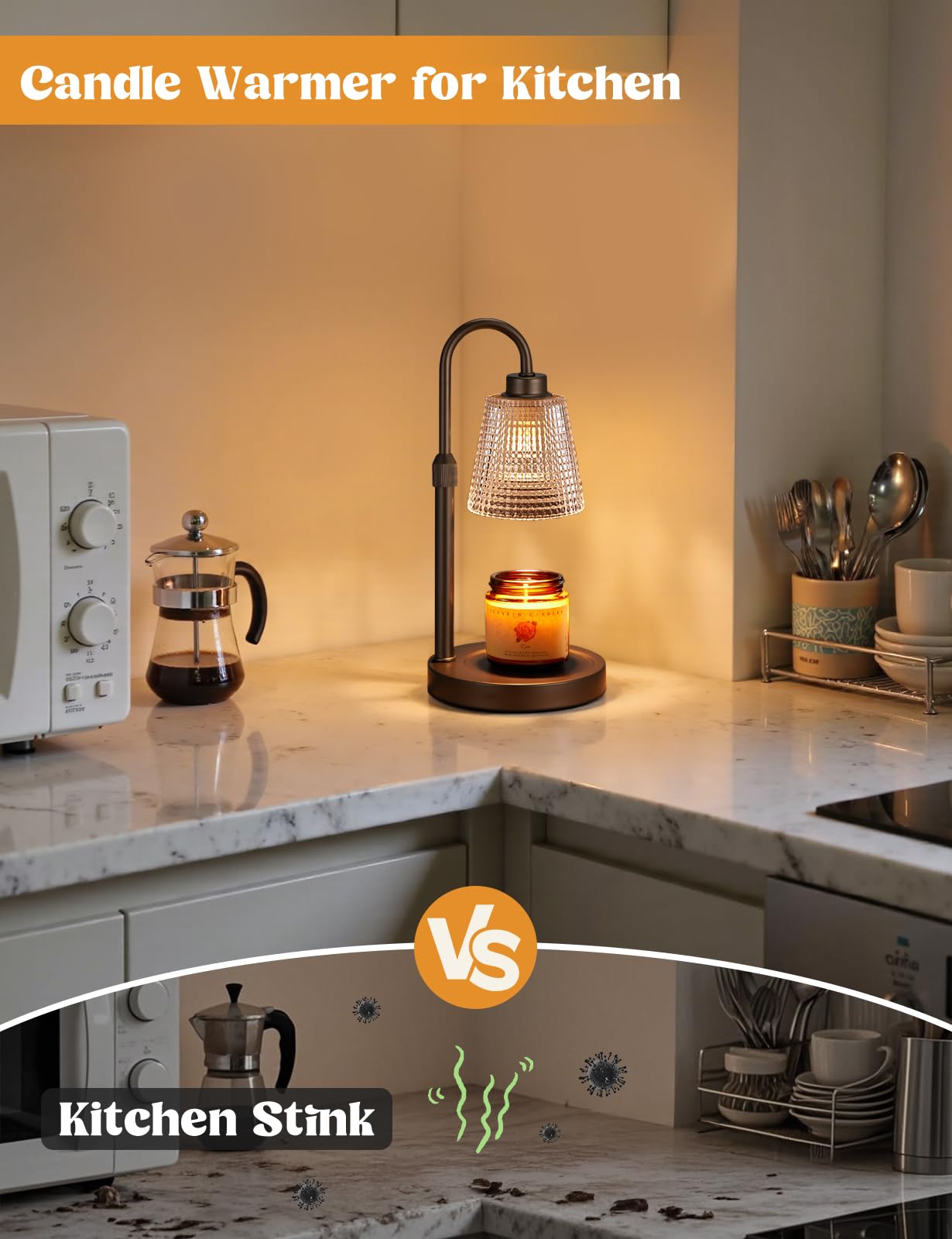 Innqoo Brown Warmer Lamp height-adjustable design fits most candle sizes.