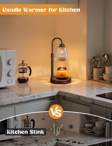 Innqoo Brown Warmer Lamp height-adjustable design fits most candle sizes.