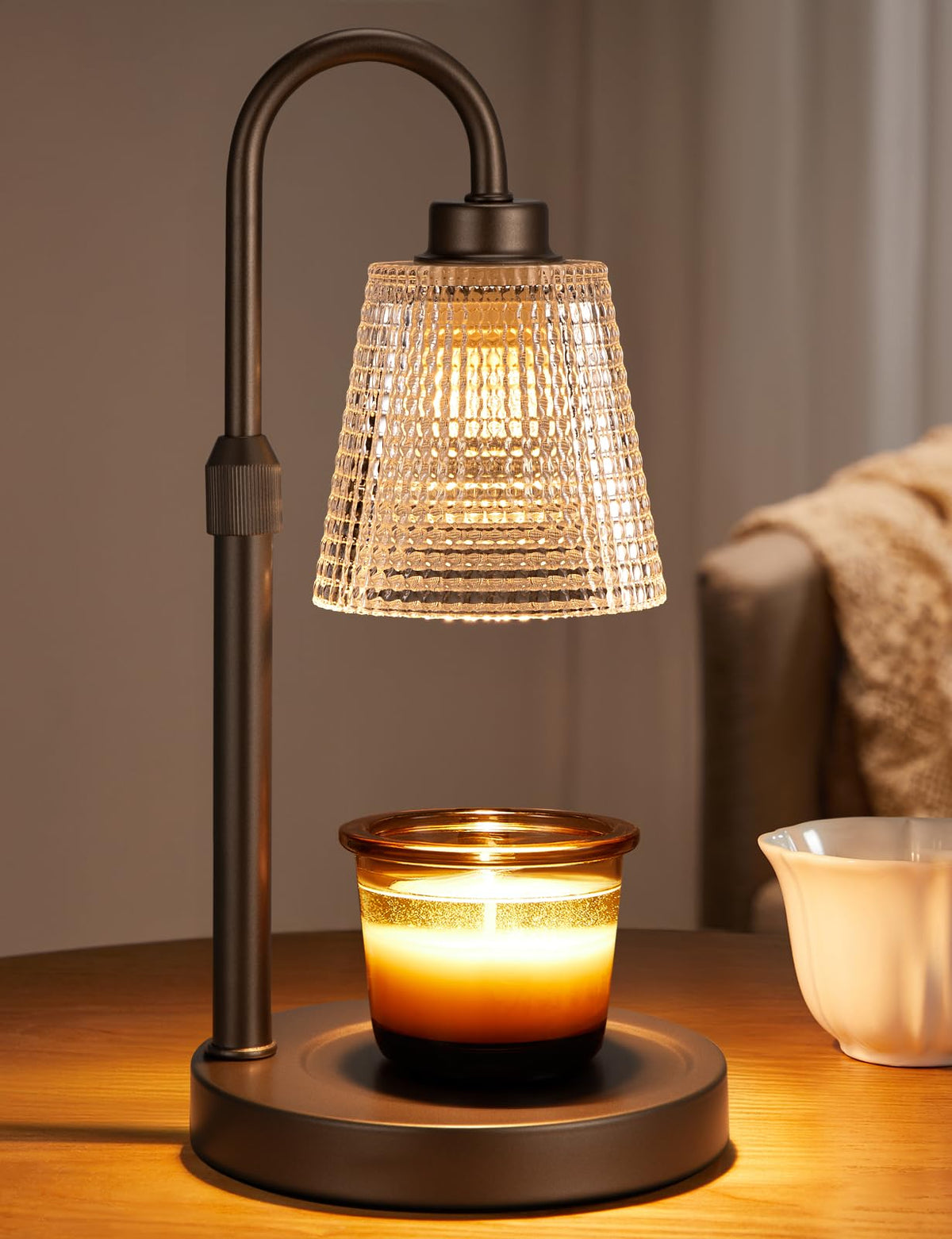 Innqoo Brown Candle Warmer Lamp with matte base for safe, flame-free candle melting.