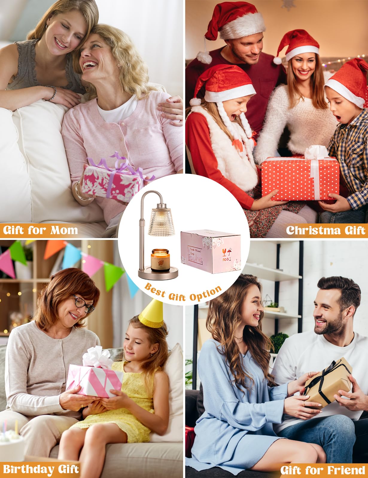 Innqoo Champagne Gold Candle Warmer Flame-free design for households with kids.