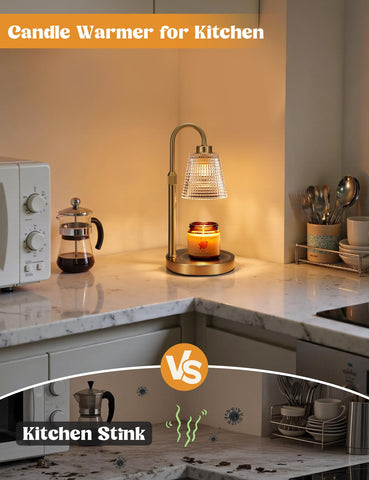 Innqoo Gold Candle Warmer timer front for auto shut-off functionality.