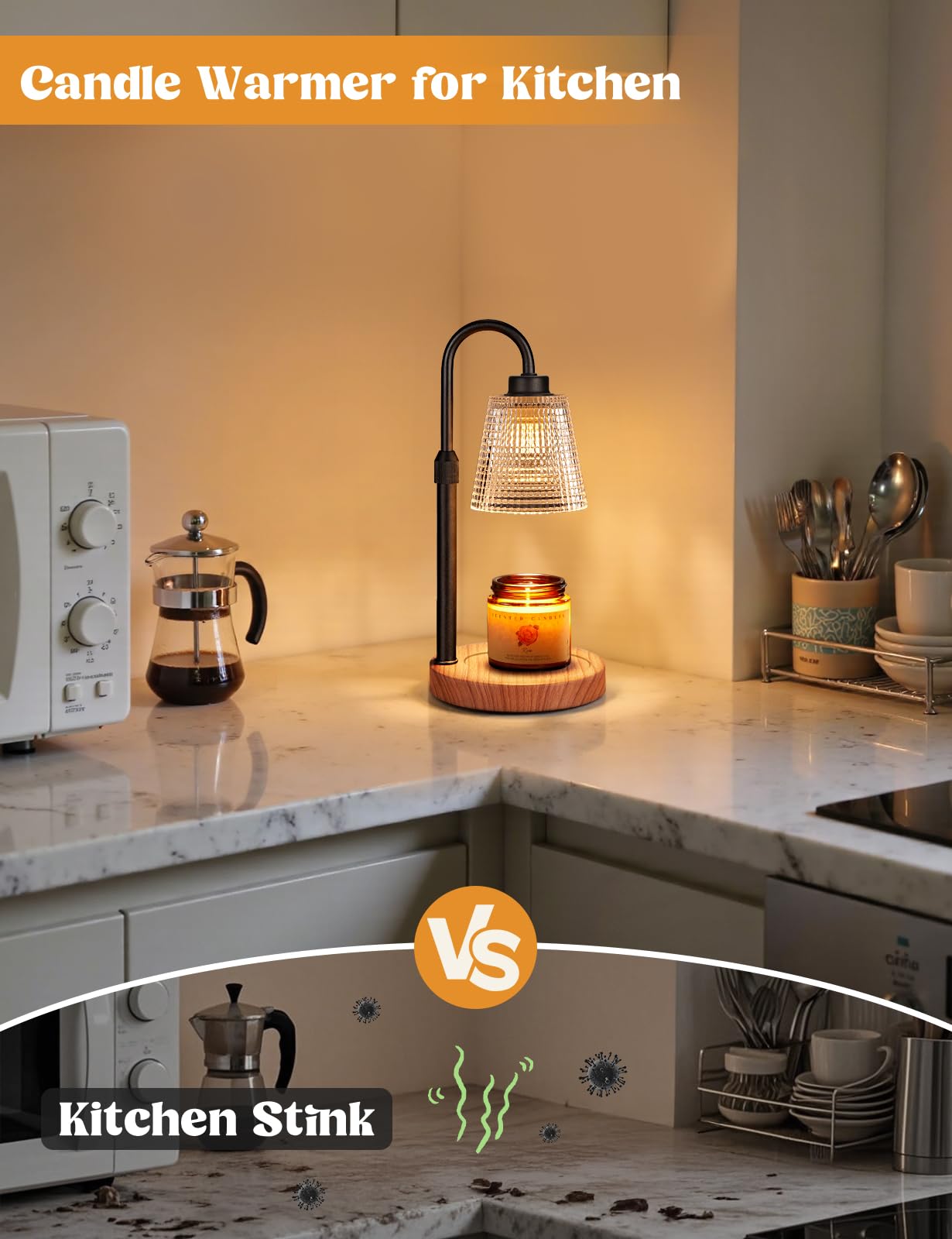 Innqoo height-adjustable candle warmer fits multiple jar sizes